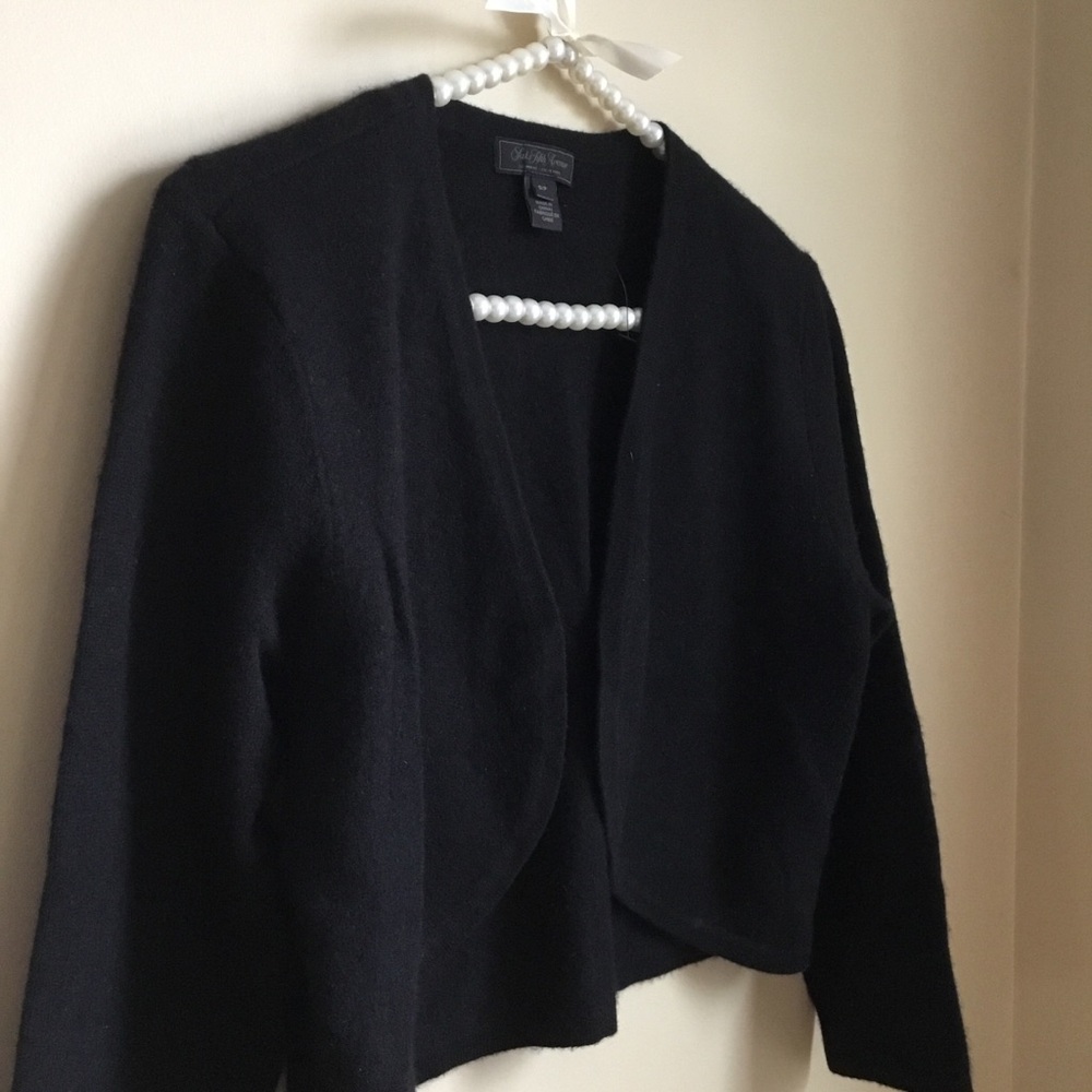 NEW Saks Fifth Avenue Black Cashmere Bolero Cardigan Sweater - Picture 4 of 8